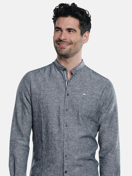 engbers Herren Leinenhemd mit Stehkragen Blau 31296 engbers Herren Leinenhemd mit Stehkragen Blau 31296
