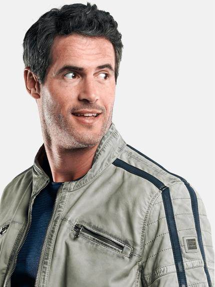 engbers Herren Bikerjacke mit Galonstreifen Silbergrau 29088
