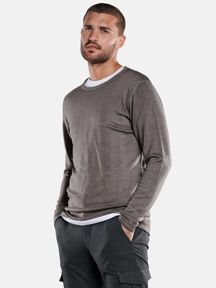 emilio adani Pullover aus feiner Merino-Wolle Hellbraun