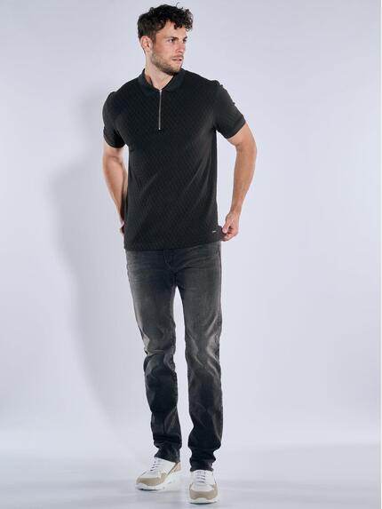 emilio adani Herren Polo-Shirt uni Schwarz 39214