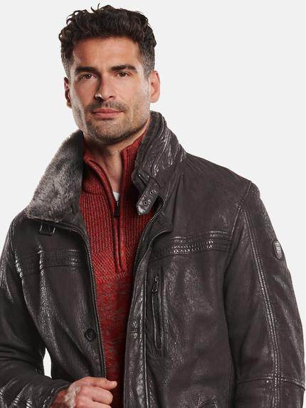 engbers Herren Lederjacke mit abnehmbarem Kragen Dunkelbraun 32254 engbers Herren Lederjacke mit abnehmbarem Kragen Dunkelbraun 32254