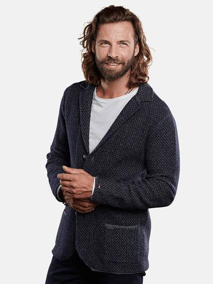 emilio adani Herren Softes struktur-Stricksakko Blau 28922 emilio adani Herren Softes struktur-Stricksakko Blau 28922
