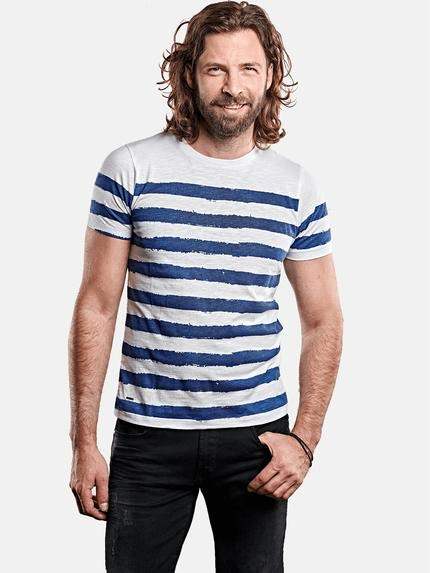 emilio adani Rundhalsshirt im Streifendesign Reinweiss