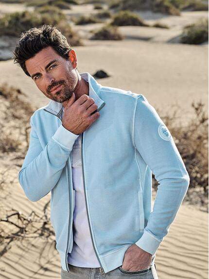 engbers Herren Sweatjacke mit Stehkragen Hellblau 38913 engbers Herren Sweatjacke mit Stehkragen Hellblau 38913