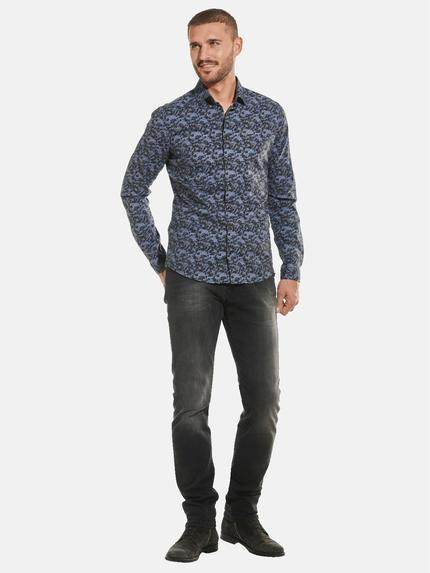 emilio adani Herren Langarm-Hemd mit floralem Print Grau 32056 emilio adani Herren Langarm-Hemd mit floralem Print Grau 32056