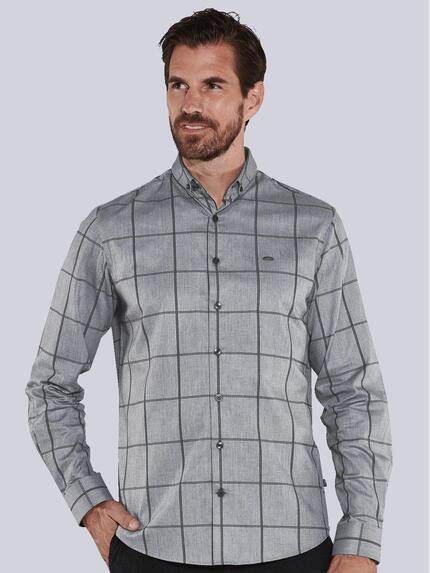 engbers Herren Langarm-Hemd kariert Grau 35697 engbers Herren Langarm-Hemd kariert Grau 35697