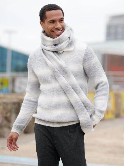 emilio adani Herren Pullover Polokragen Silbergrau 39740