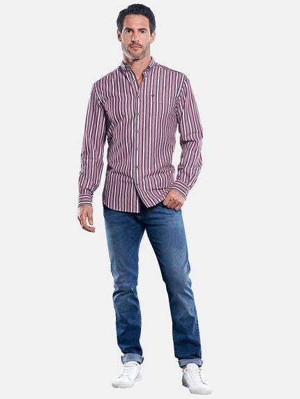 engbers Herren Modisches Langarmhemd mit trendigen Multi-Color-Streifen Bordeaux 30030 engbers Herren Modisches Langarmhemd mit trendigen Multi-Color-Streifen Bordeaux 30030