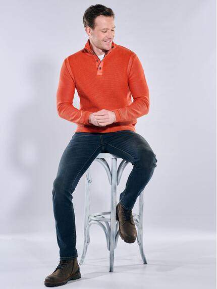 engbers Herren Pullover Polokragen Orange 39916