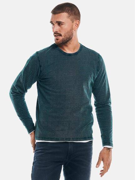 emilio adani Langarm-Shirt strukturiert Petrolblau