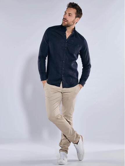 emilio adani Herren Langarm-Hemd aus Leinen Blau 36691 emilio adani Herren Langarm-Hemd aus Leinen Blau 36691