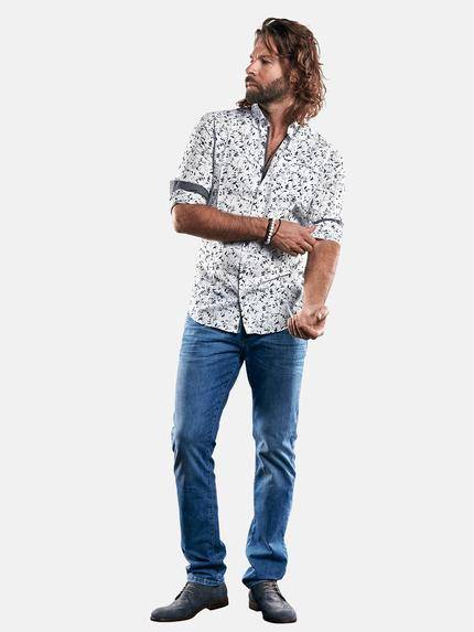 emilio adani Herren Langarmhemd mit floralem Druck Grau 29328 emilio adani Herren Langarmhemd mit floralem Druck Grau 29328