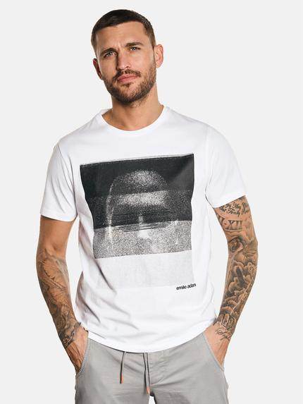 emilio adani T-Shirt mit Statement-Print Reinweiss