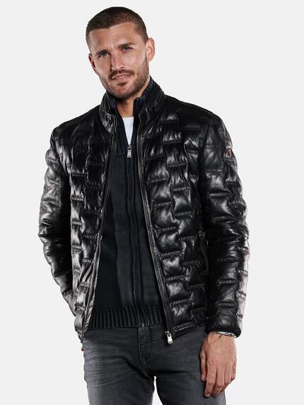 emilio adani Lederjacke mit Steppung Schwarz