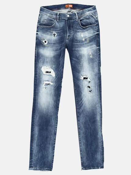 emilio adani Herren Superstretch Jeans mit modischen Destroys Blau 29273 emilio adani Herren Superstretch Jeans mit modischen Destroys Blau 29273