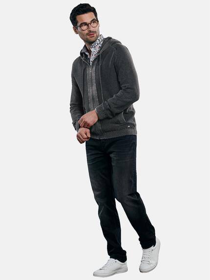 engbers Herren Cardigan mit Kapuze Anthrazit 31773
