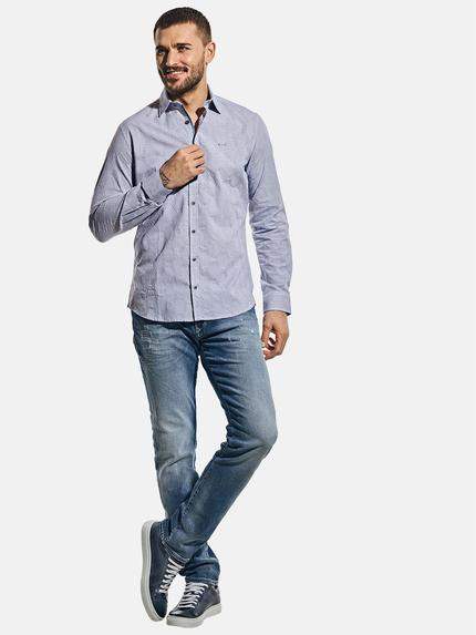 emilio adani Herren Langarmhemd mit Minikaro-Webung Blau 30534 emilio adani Herren Langarmhemd mit Minikaro-Webung Blau 30534