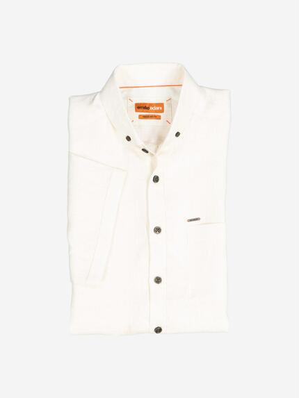 emilio adani Herren Kurzarm-Hemd aus Leinen Beige 36681 emilio adani Herren Kurzarm-Hemd aus Leinen Beige 36681