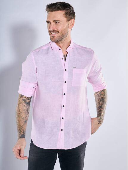 emilio adani Langarm-Hemd aus Leinen Rosa