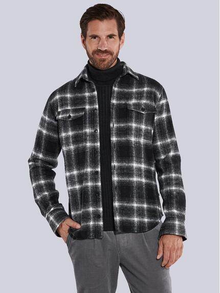 ENGBERS GERMANY Overshirt aus softer Flanell-Warenqualität Schwarz