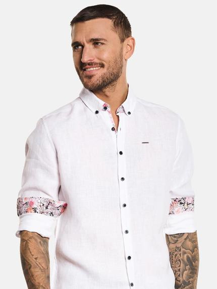 emilio adani Herren Langarm-Hemd aus Leinen Weiß 33090 emilio adani Herren Langarm-Hemd aus Leinen Weiß 33090