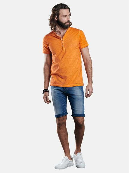 emilio adani Herren Henley T-Shirt mit spannendem Farbeffekt Orange 29683 emilio adani Herren Henley T-Shirt mit spannendem Farbeffekt Orange 29683