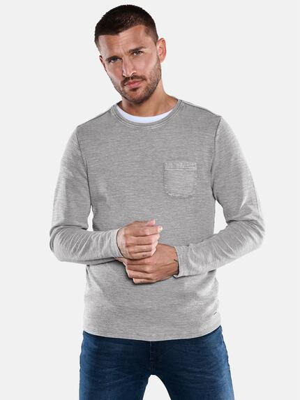 emilio adani Langarm-Shirt dezent gemustert Silbergrau