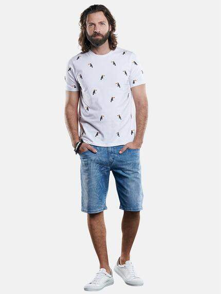 emilio adani Herren Bio-Baumwoll-T-Shirt mit besonderer Tukan Stickerei Weiß 29619 emilio adani Herren Bio-Baumwoll-T-Shirt mit besonderer Tukan Stickerei Weiß 29619