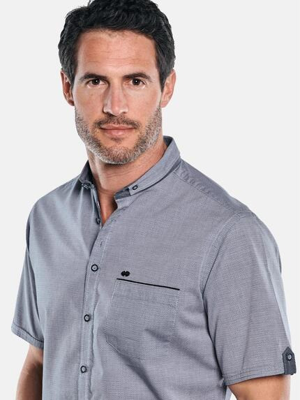 engbers Herren Unifarbenes Kurzarmhemd mit stylischen Kontrastdetails Silbergrau 29761