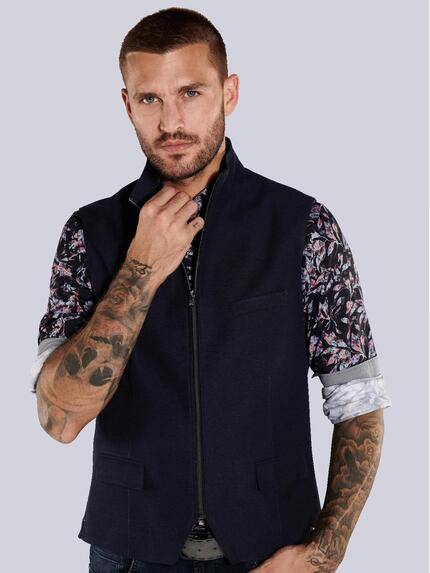 emilio adani Herren Sakko-Weste mit Zipper Blau 36027 emilio adani Herren Sakko-Weste mit Zipper Blau 36027