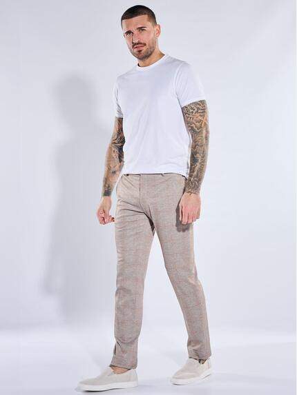 emilio adani Herren Anzughose mit dezentem Karo Beige 40363