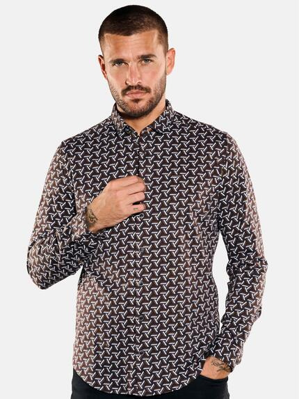 emilio adani Herren Langarm-Hemd gemustert Beige 35364 emilio adani Herren Langarm-Hemd gemustert Beige 35364