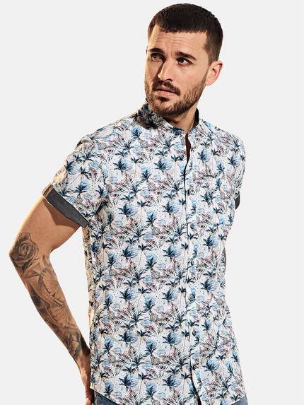 emilio adani Herren Kurzarm-Hemd gemustert Blau 31721 emilio adani Herren Kurzarm-Hemd gemustert Blau 31721
