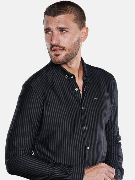emilio adani Herren Langarm-Hemd gestreift Schwarz 33658 emilio adani Herren Langarm-Hemd gestreift Schwarz 33658