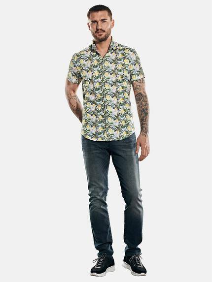 emilio adani Herren Modisches Halbarmhemd mit Tropical Print Gelb 31560 emilio adani Herren Modisches Halbarmhemd mit Tropical Print Gelb 31560