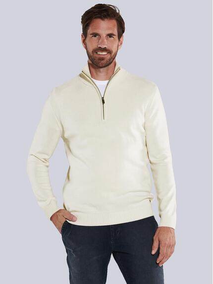 engbers Pullover mit Troyerkragen Naturweiss