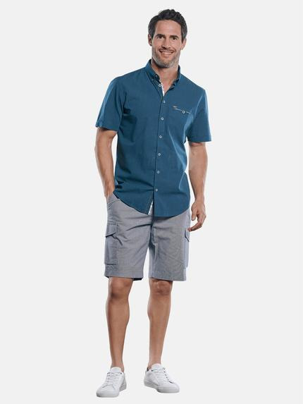 engbers Herren Sommerliches Kurzarmhemd mit floralen Kontrastdetails Saphirblau 29782