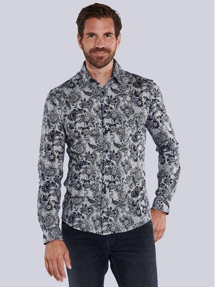 ENGBERS GERMANY Langarm-Hemd aus Jersey Saphirblau