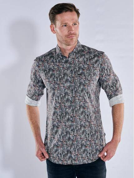 engbers Herren Langarm-Hemd gemustert Oliv 39326