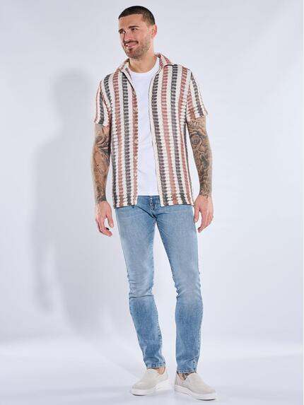 emilio adani Herren Hemd gemustert Braun 40405