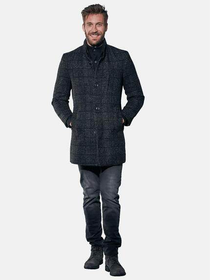 emilio adani Herren Karierter Mantel Grau 30782