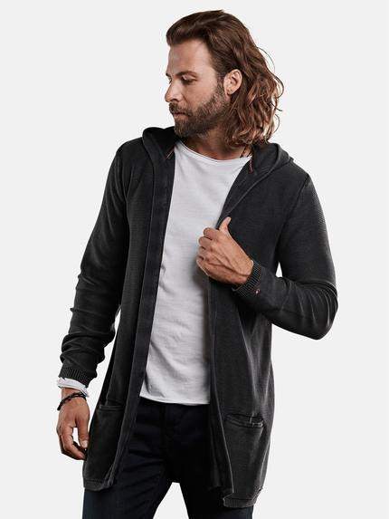 emilio adani modischer Cardigan mit Kapuze Granitgrau