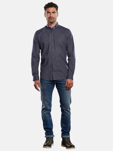 engbers Herren Langarm-Hemd gemustert Marineblau 32395