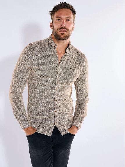 emilio adani Langarm-Hemd slim fit Hellbraun