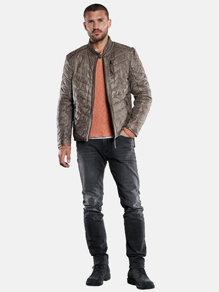emilio adani Herren Lederjacke mit Steppung Braun 33525 emilio adani Herren Lederjacke mit Steppung Braun 33525