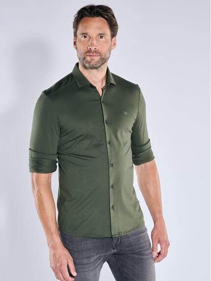 ENGBERS GERMANY Herren Langarm-Hemd aus Pima Baumwolle Dunkelgruen 39573