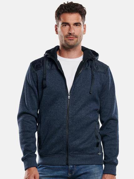 engbers Sweatjacke mit Nylonkapuze Indigoblau