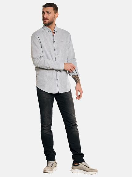 emilio adani Herren Langarm-Hemd aus Leinen Grau 33226 emilio adani Herren Langarm-Hemd aus Leinen Grau 33226
