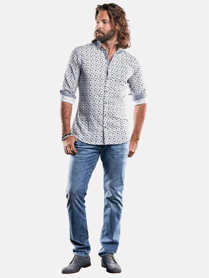 emilio adani Herren Hemd mit Minimal-Feder-Print Blau 29502 emilio adani Herren Hemd mit Minimal-Feder-Print Blau 29502