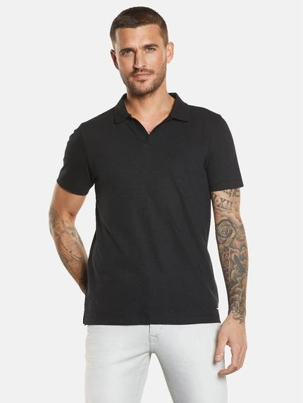 emilio adani Polo-Shirt mit Leinenanteil Schwarz
